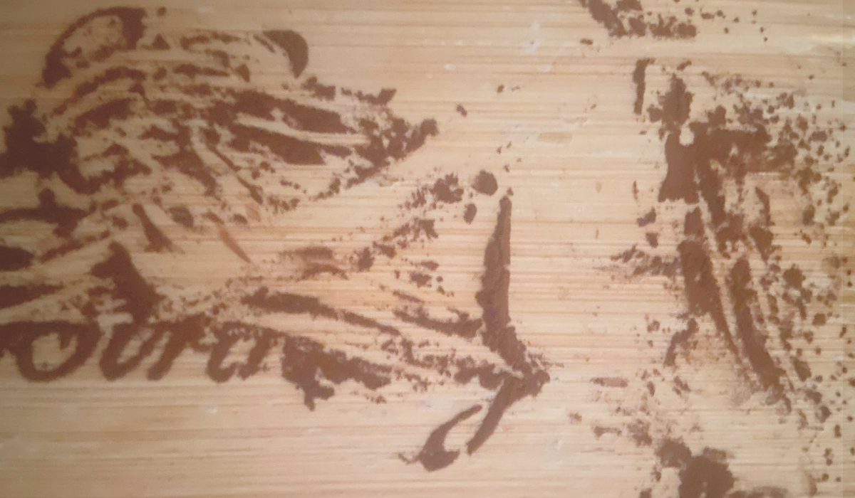 brown powder on a wooden board
