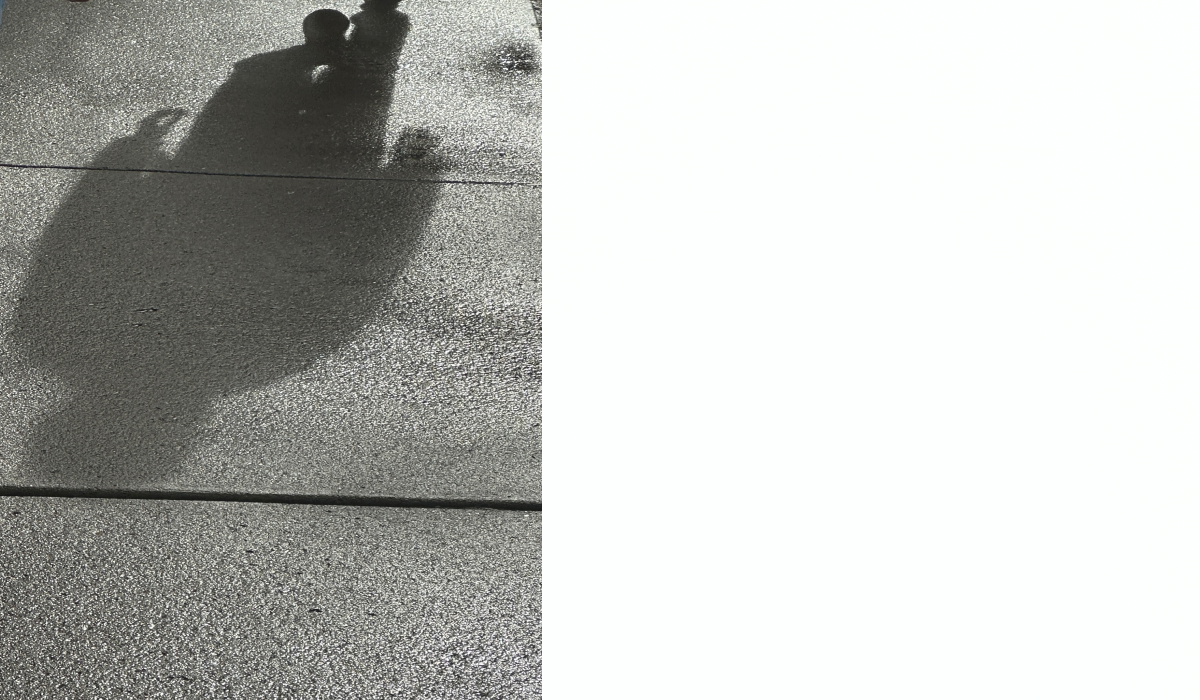 image of a person's shadow on reflective wet pavement